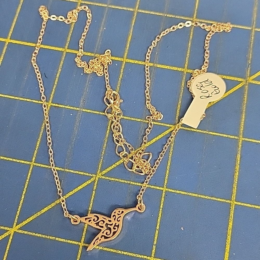 Rose Gold Tone Bird Dove 22" +2" Extension Necklace